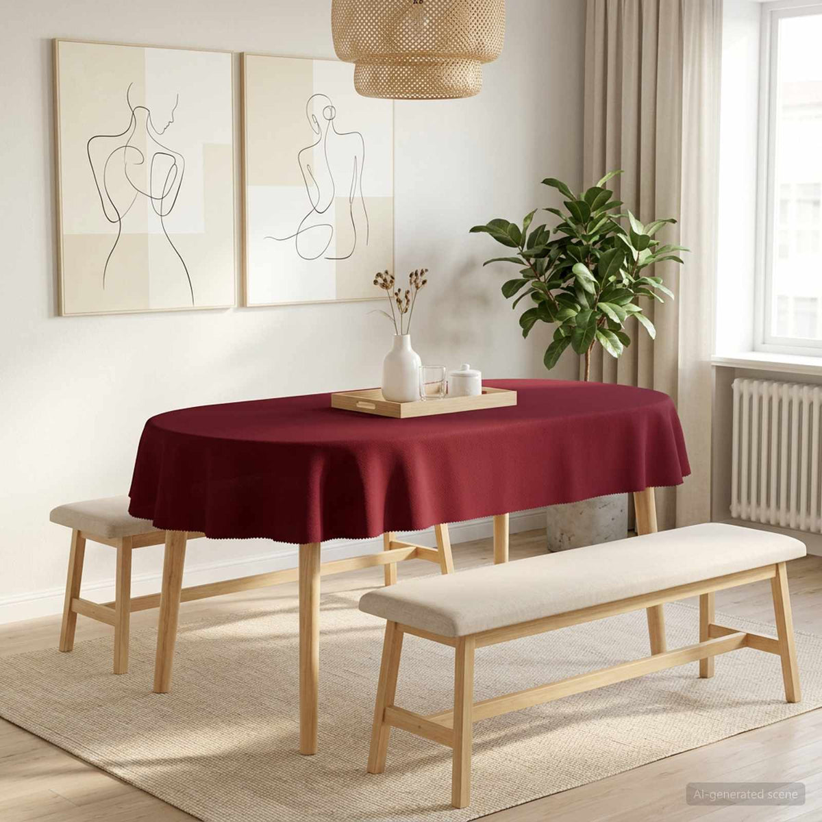 vidaXL Tafelkleed 5 st Ovaal Wijnrood 160 x 220 cm Polyester