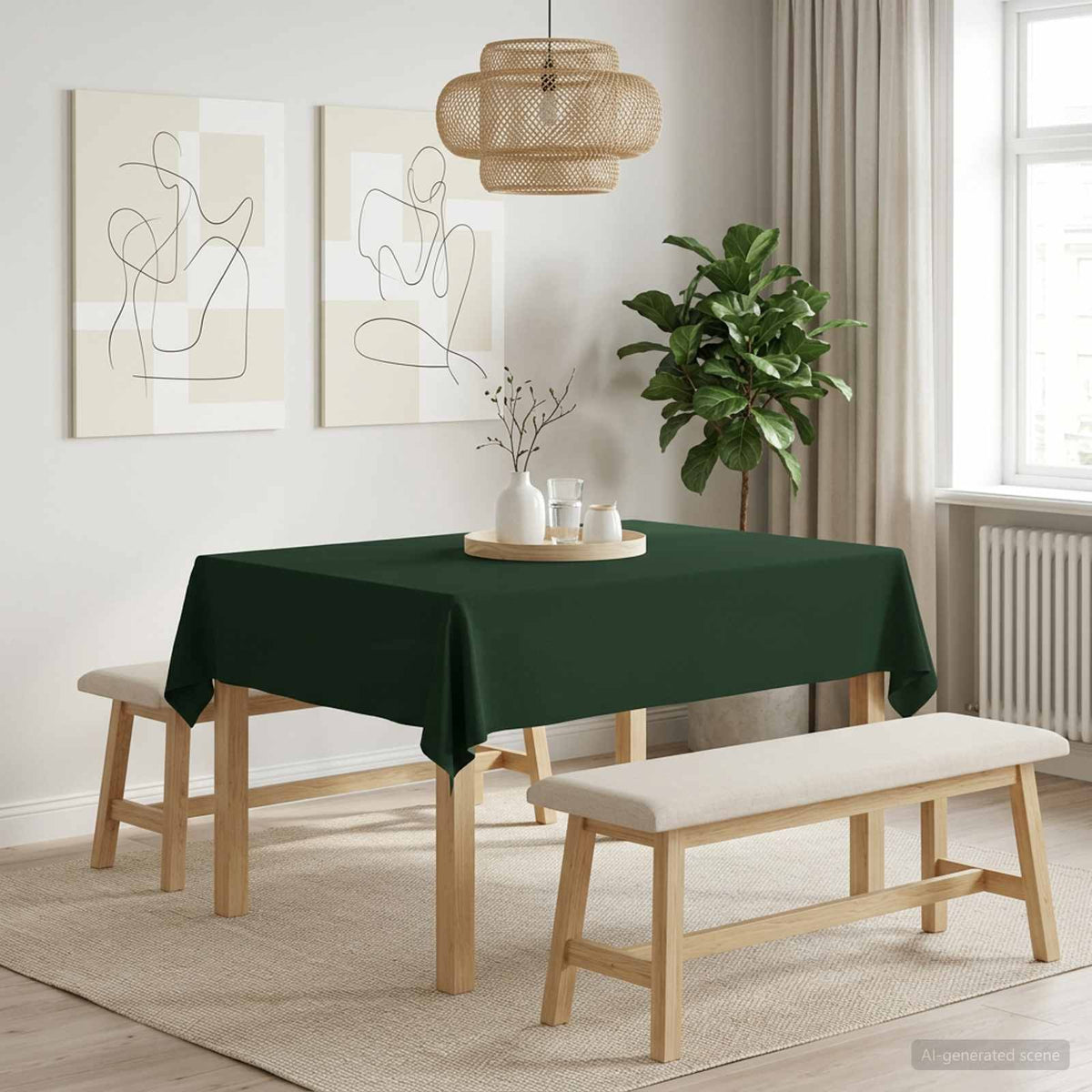 vidaXL Tafelkleed Rechthoekig Donkergroen 140 x 160 cm
