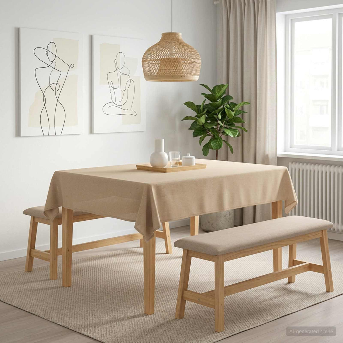 vidaXL Tafelkleed Rechthoekig Beige 140 x 160 cm