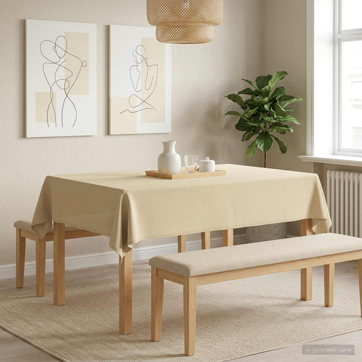vidaXL Tafelkleed 5 st Rechthoekig Crèmewit 140 x 160 cm