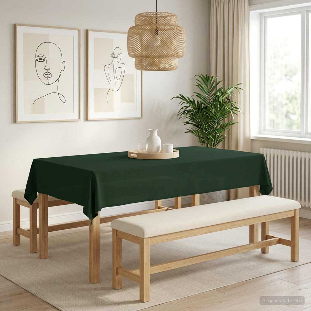 vidaXL Tafelkleed Rechthoekig Donkergroen 110 x 180 cm