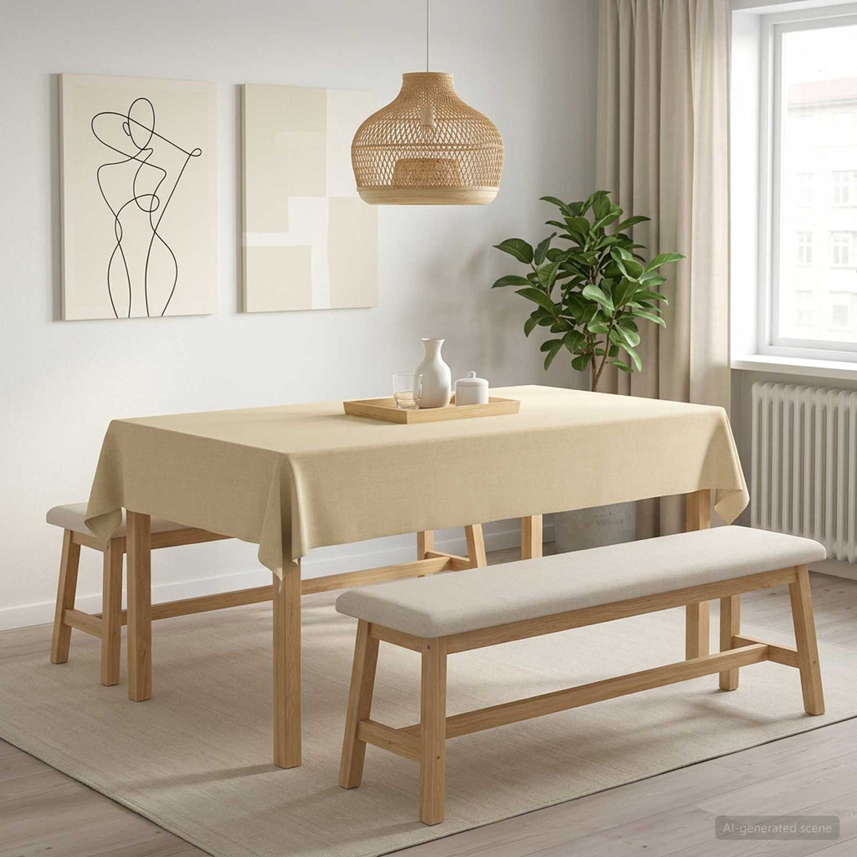 vidaXL Tafelkleed Rechthoekig Crèmewit 140 x 200 cm
