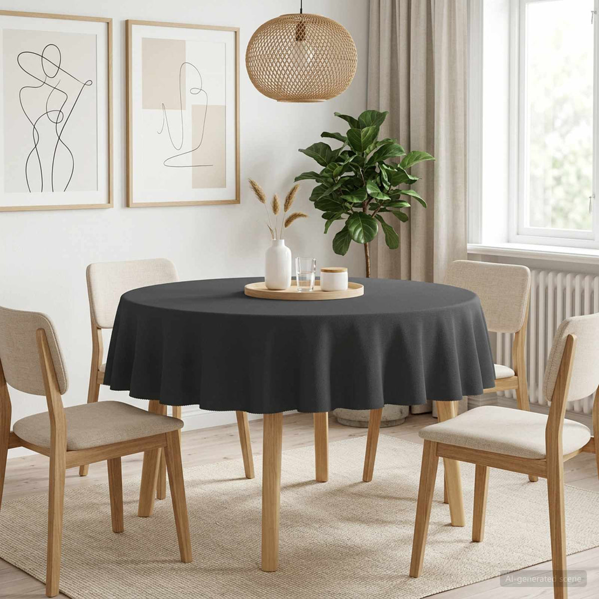 vidaXL Tafelkleed 5 st Rond Donkergrijs Ø 160 cm
