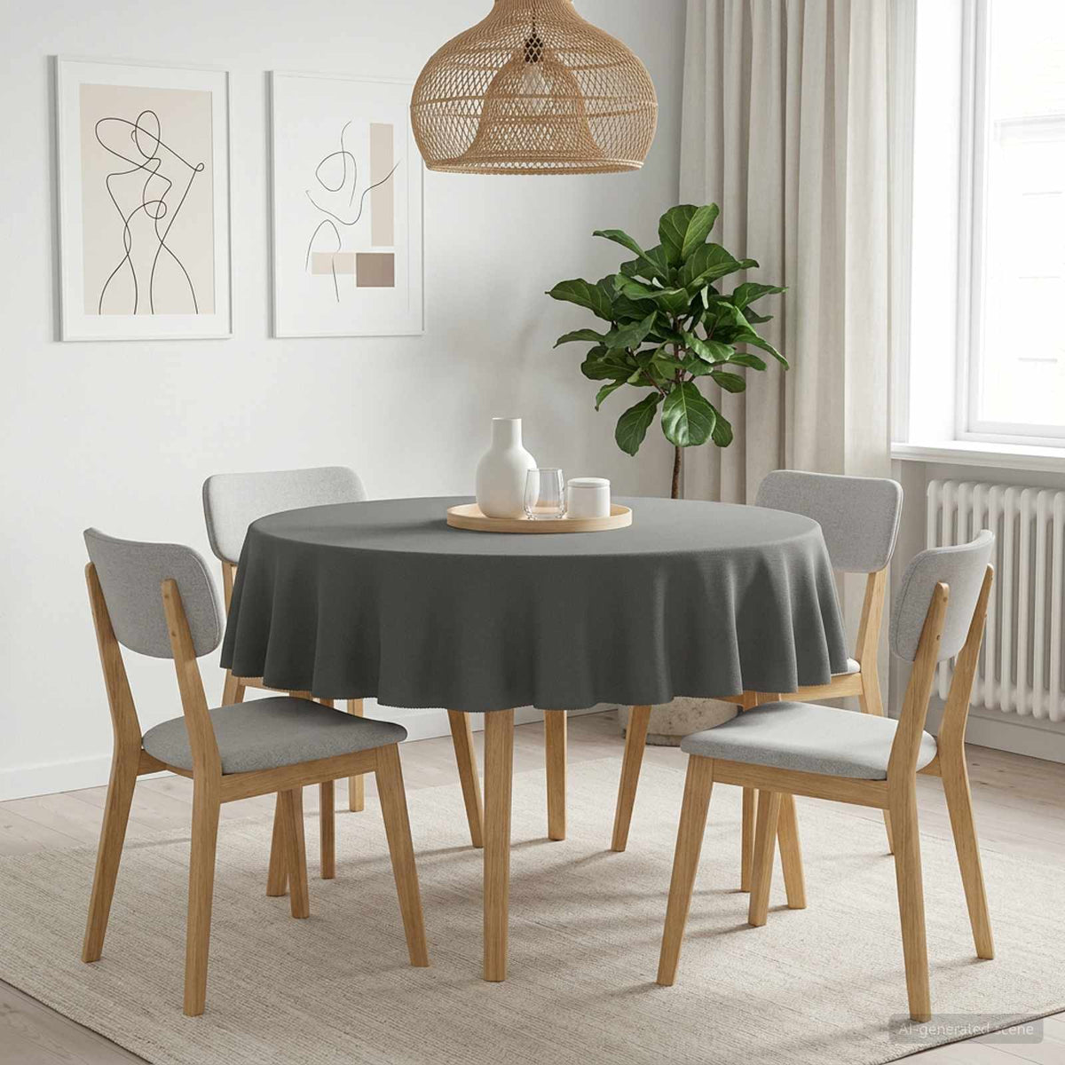 vidaXL Tafelkleed 5 st Rond Lichtgrijs Ø 140 cm