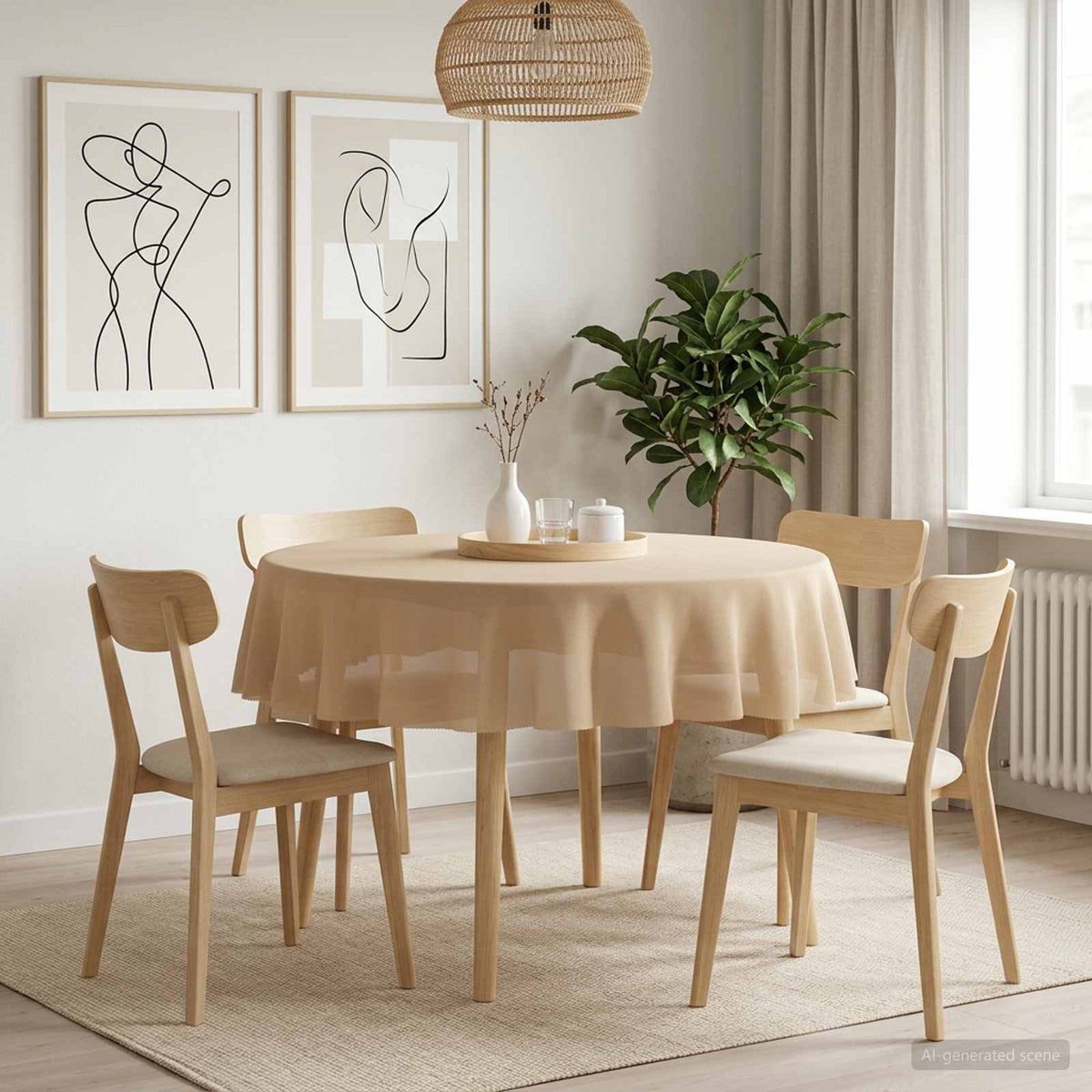 Tafelkleed 5 st Rond Beige Ø 180 cm is nu te koop bij PeponiXL, paradijselijk wonen!