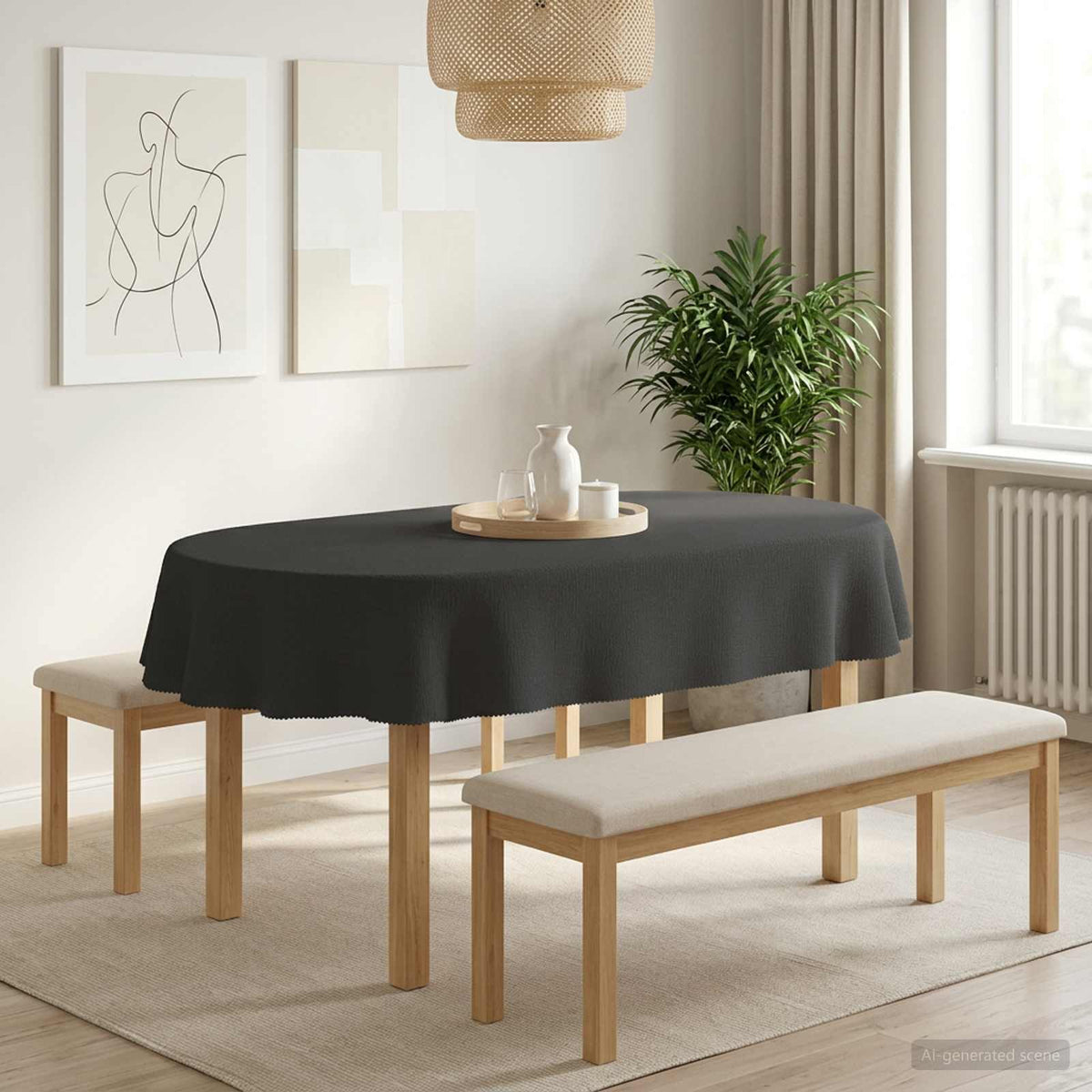 Tafelkleed Ovaal Donkergrijs 160 x 220 cm is nu te koop bij PeponiXL, paradijselijk wonen!