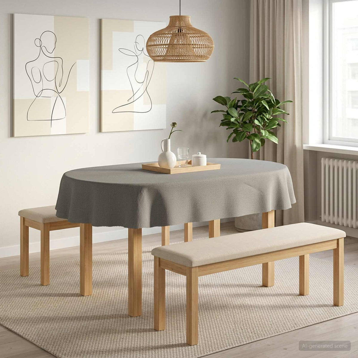 vidaXL Tafelkleed Ovaal Lichtgrijs 130 x 180 cm