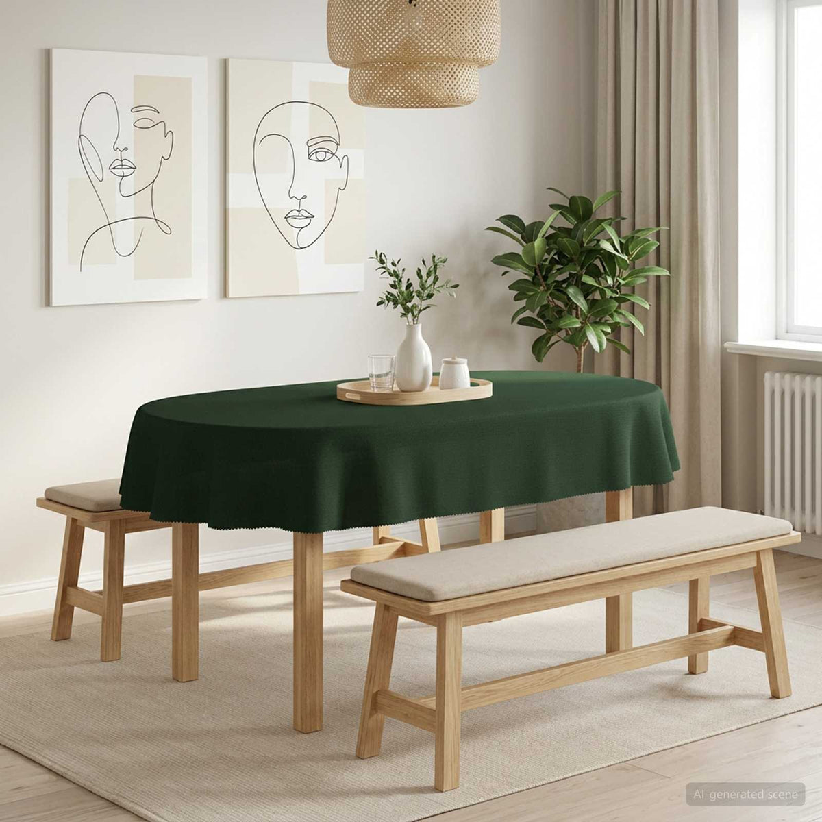 vidaXL Tafelkleed 5 st Ovaal Donkergroen 130 x 220 cm