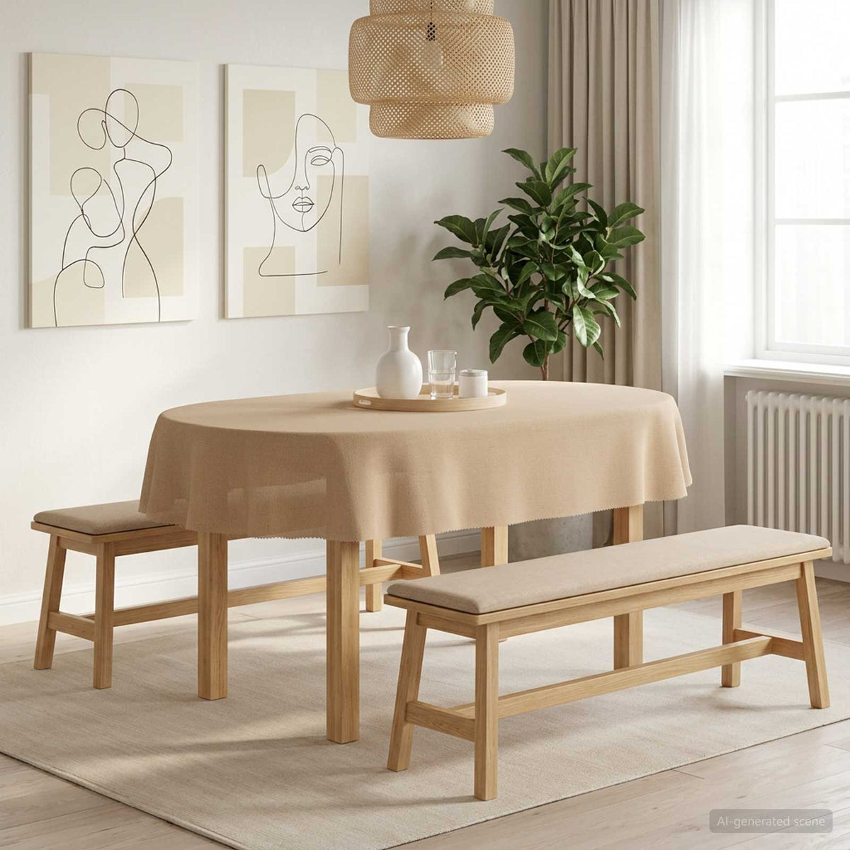 vidaXL Tafelkleed 5 st Ovaal Beige 160 x 220 cm