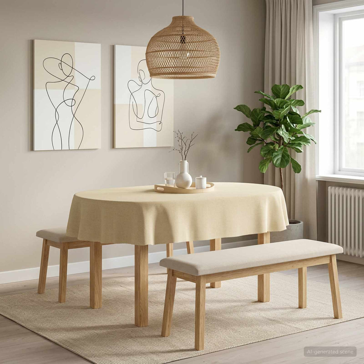 Tafelkleed Ovaal Crèmewit 160 x 220 cm is nu te koop bij PeponiXL, paradijselijk wonen!