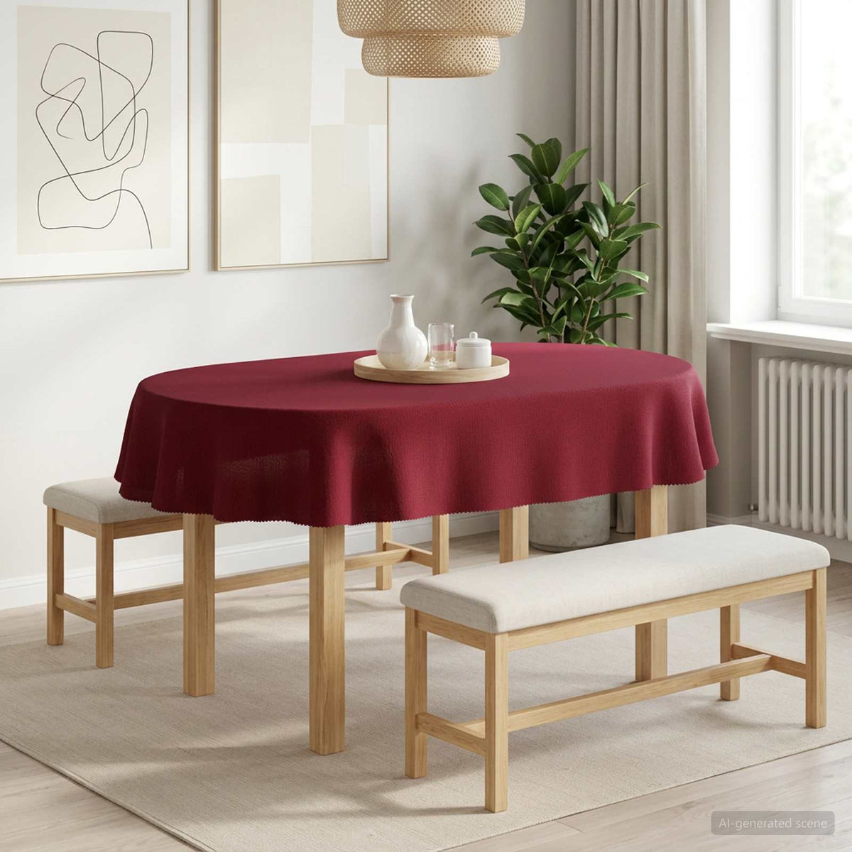 vidaXL Tafelkleed Ovaal Wijnrood 130 x 220 cm