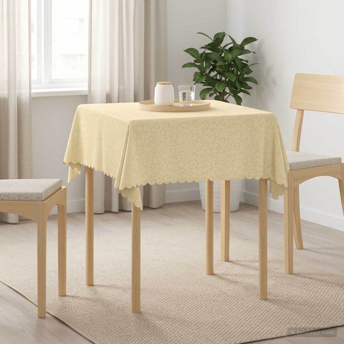 vidaXL Tafelkleed Vierkant Crèmewit 110 x 110 cm