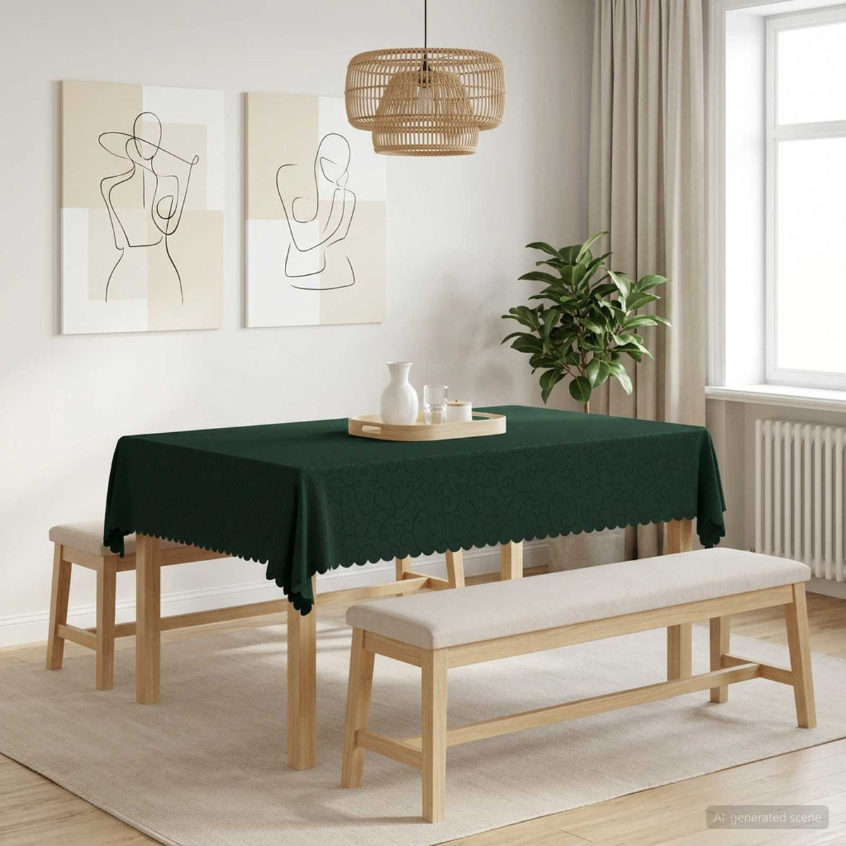 vidaXL Tafelkleed Rechthoekig Donkergroen 110 x 140 cm