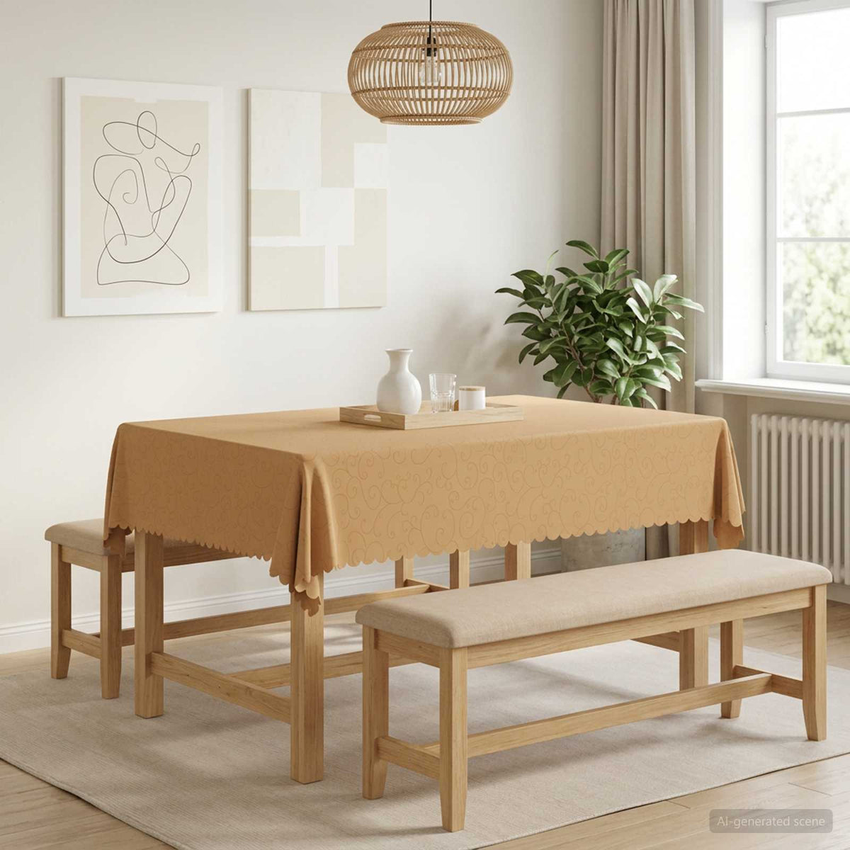 vidaXL Tafelkleed Rechthoekig Beige 140 x 160 cm
