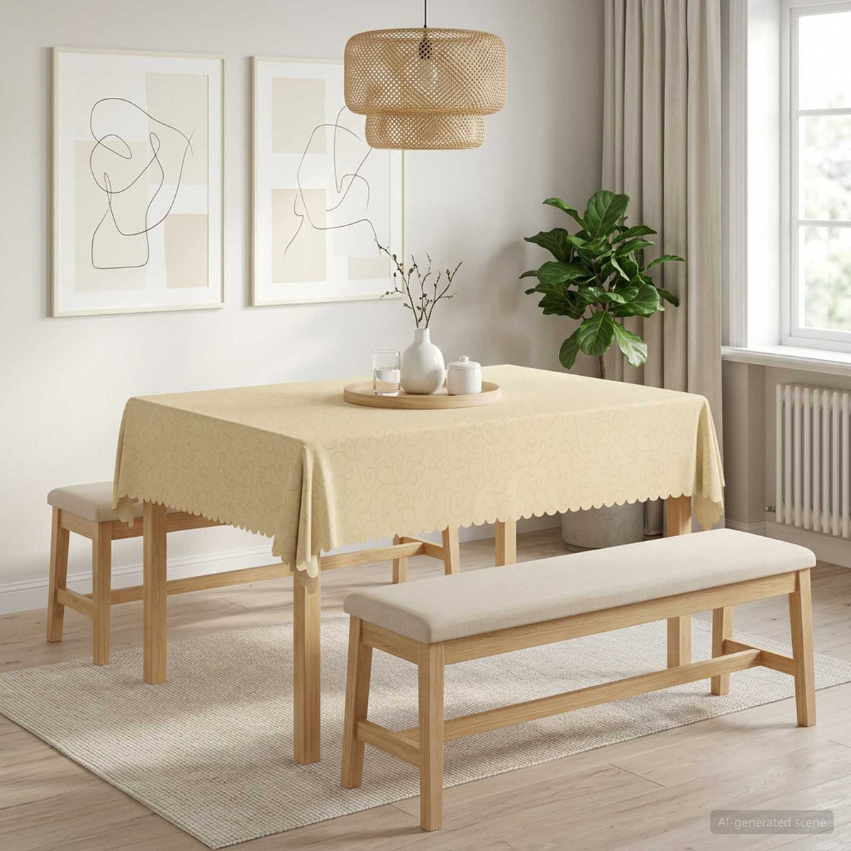 vidaXL Tafelkleed 5 st Rechthoekig Crèmewit 140 x 160 cm