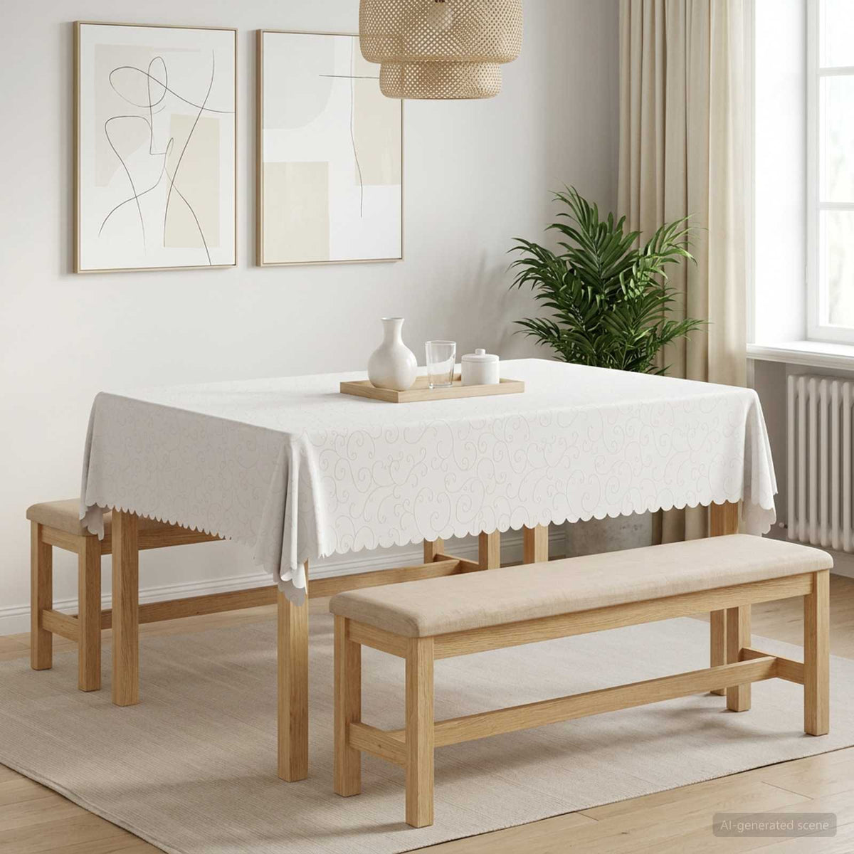 vidaXL Tafelkleed Rechthoekig Wit 110 x 140 cm