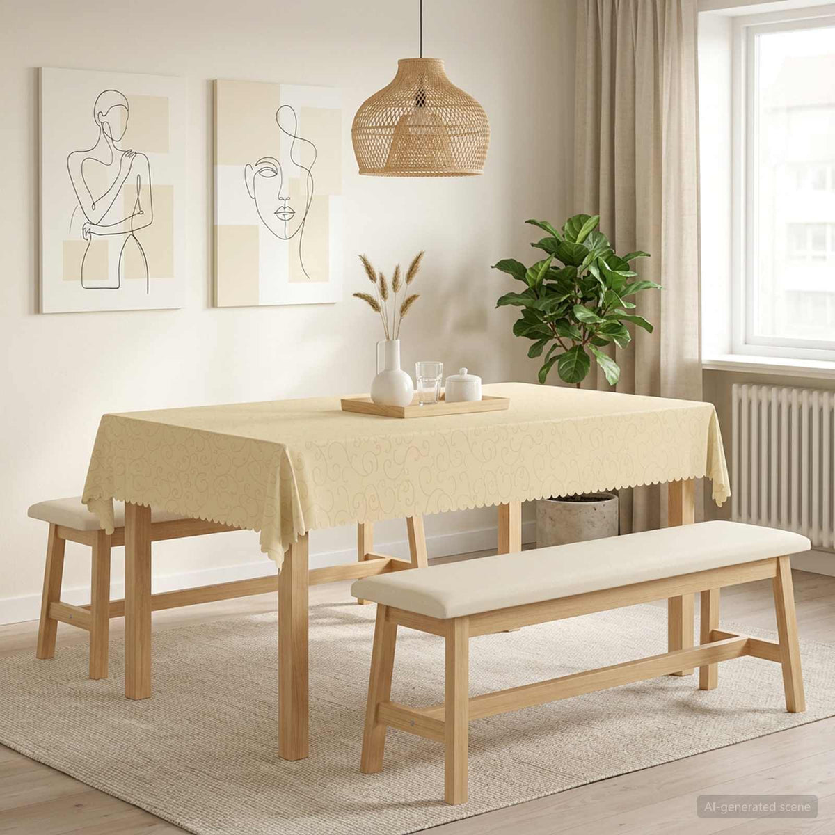 vidaXL Tafelkleed Rechthoekig Crèmewit 110 x 160 cm