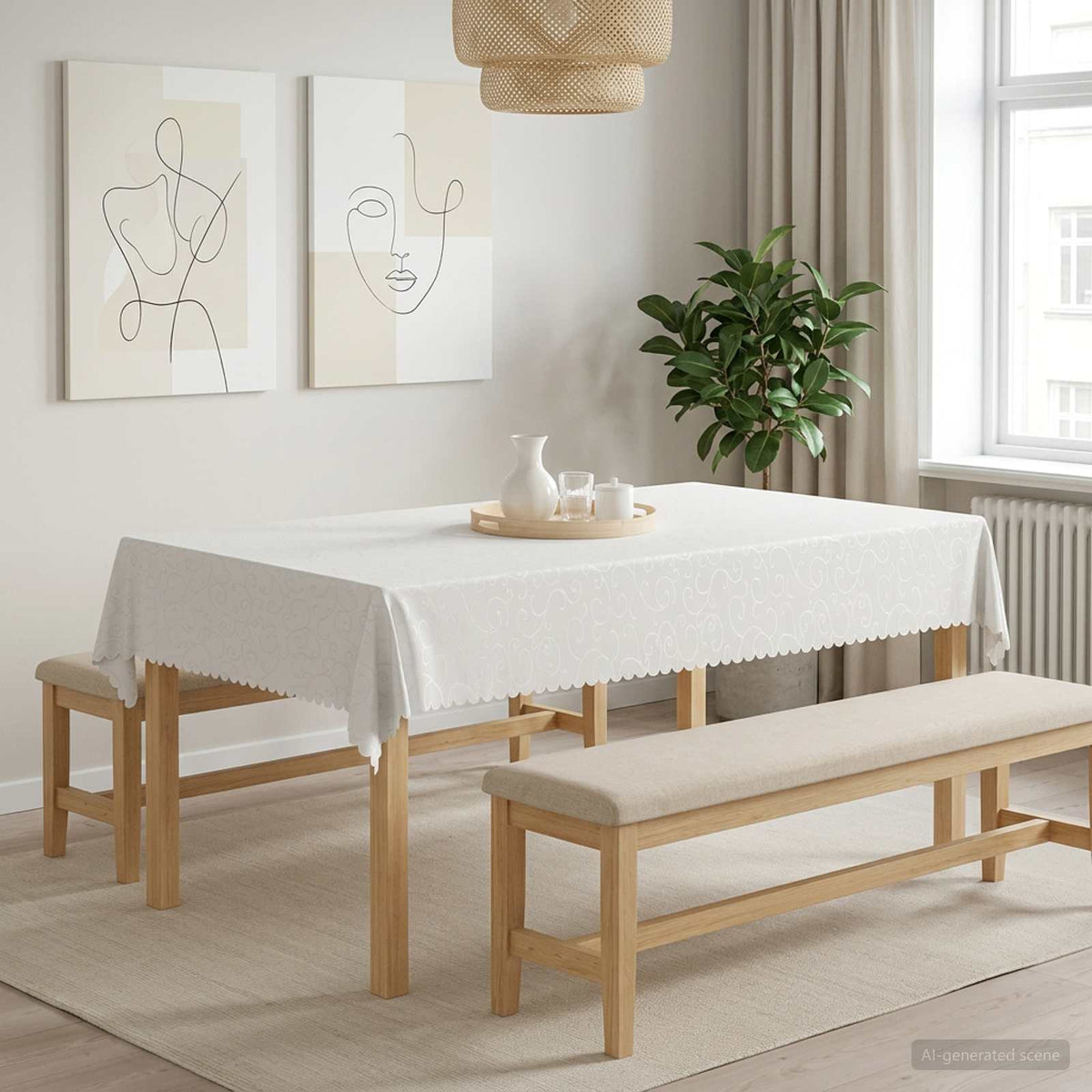 vidaXL Tafelkleed Rechthoekig Wit 140 x 260 cm