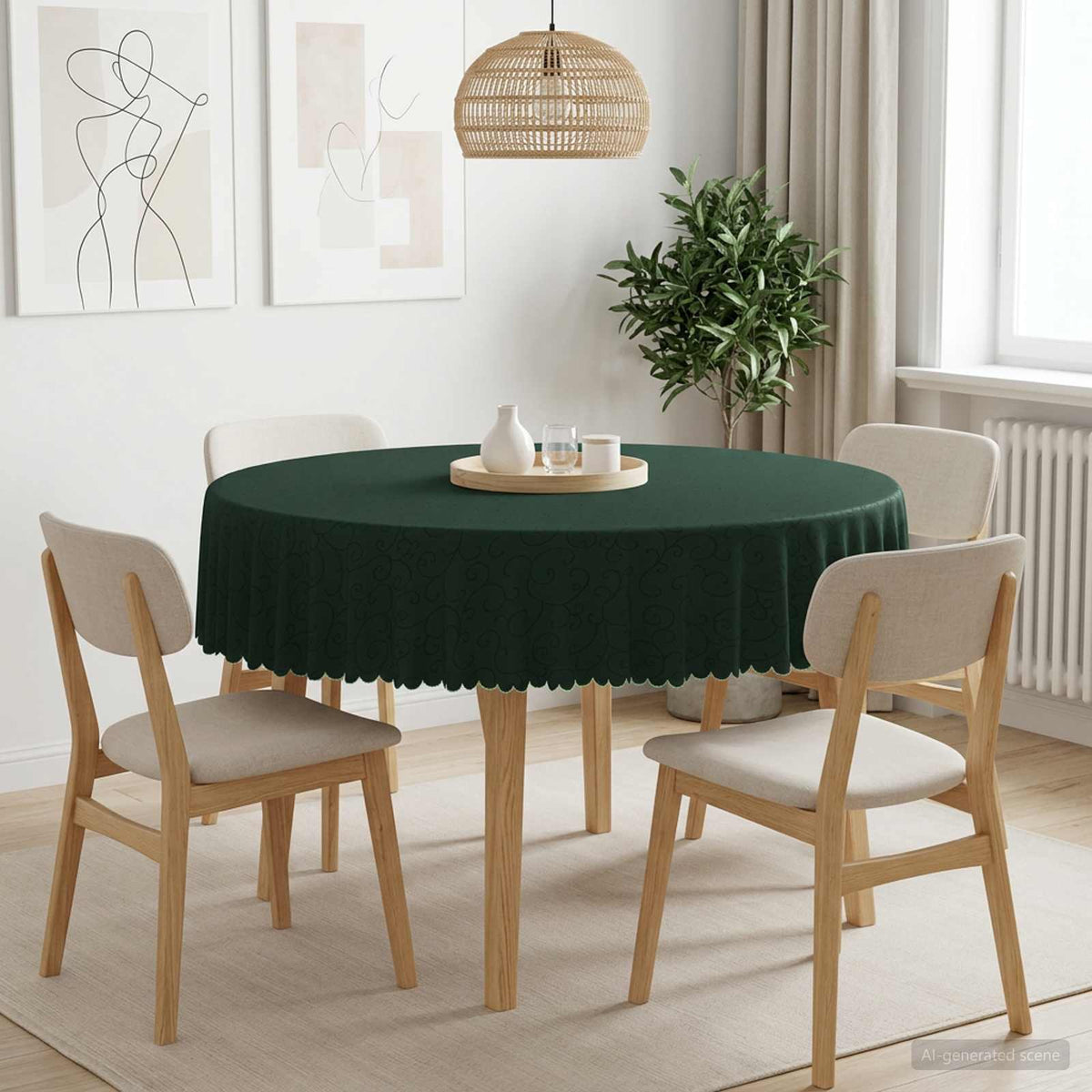 vidaXL Tafelkleed 5 st Rond Donkergroen Ø 180 cm