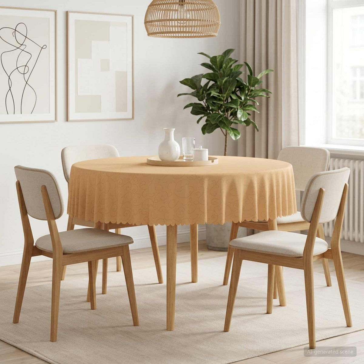 vidaXL Tafelkleed 5 st Rond Beige Ø 180 cm