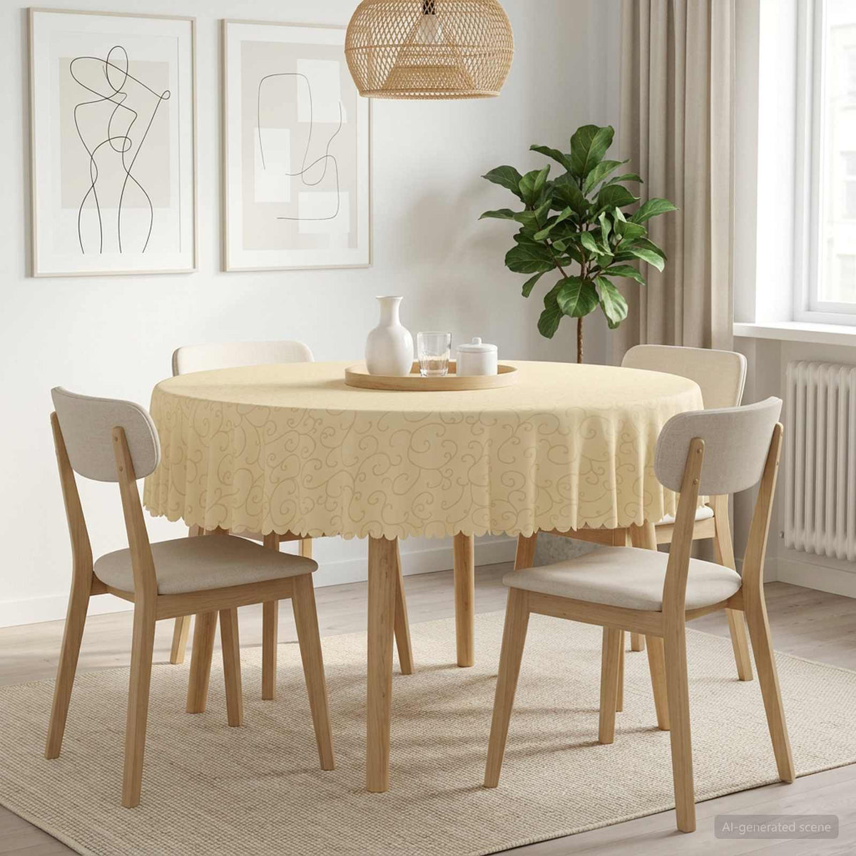 vidaXL Tafelkleed Rond Crèmewit Ø 160 cm