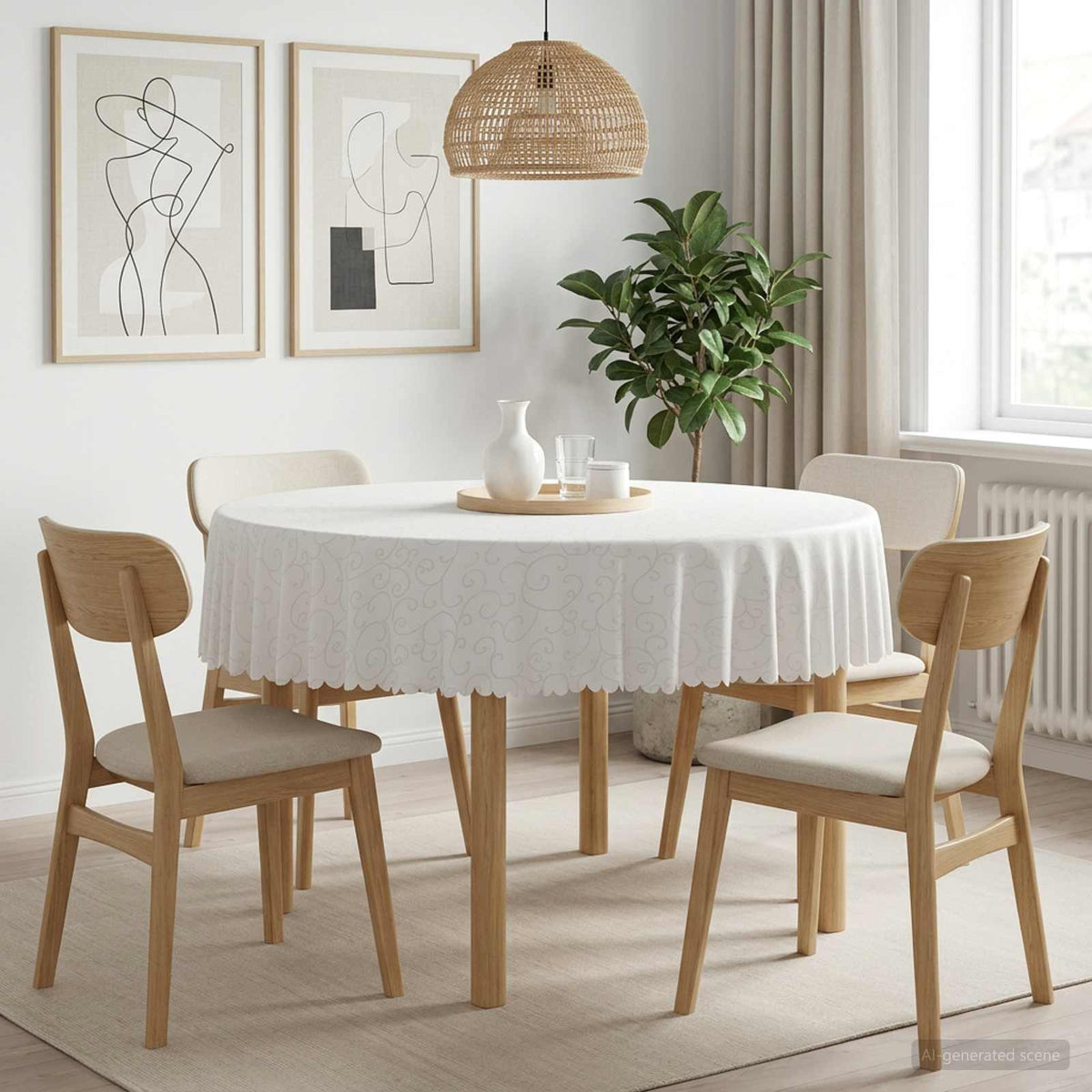 vidaXL Tafelkleed 5 st Rond Wit Ø 180 cm