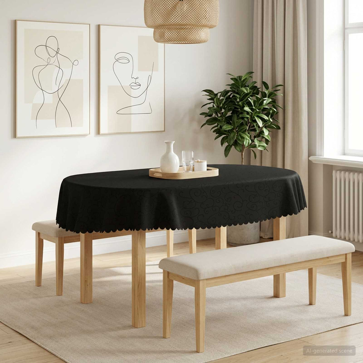 vidaXL Tafelkleed 5 st Ovaal Donkergrijs 160 x 220 cm