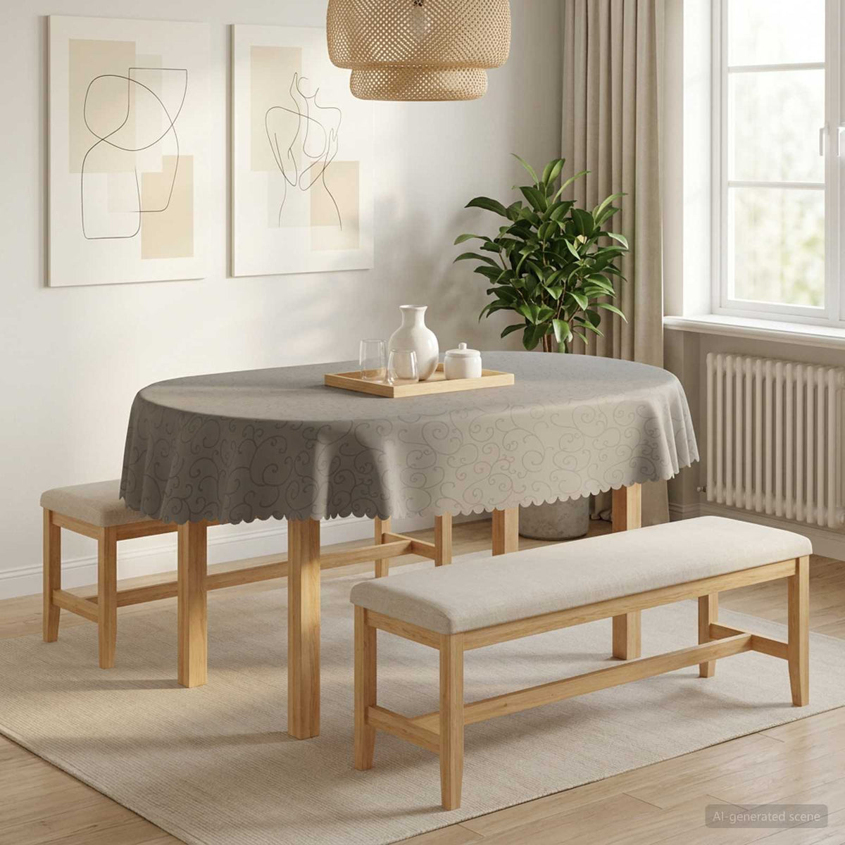 vidaXL Tafelkleed 5 st Ovaal Lichtgrijs 130 x 180 cm