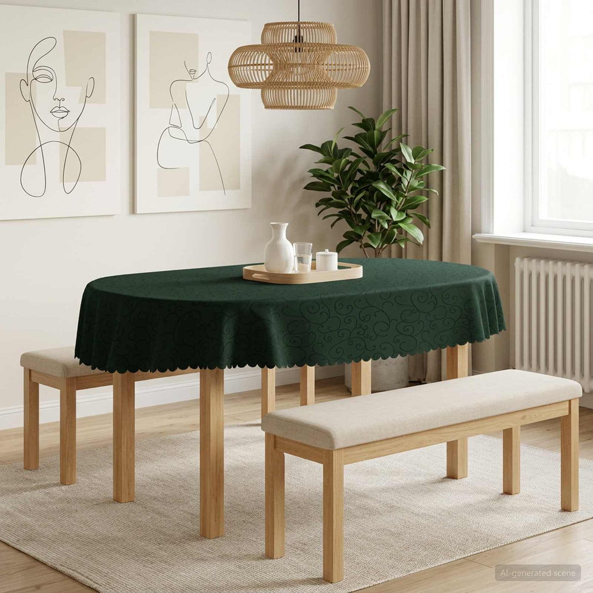 vidaXL Tafelkleed Ovaal Donkergroen 130 x 180 cm