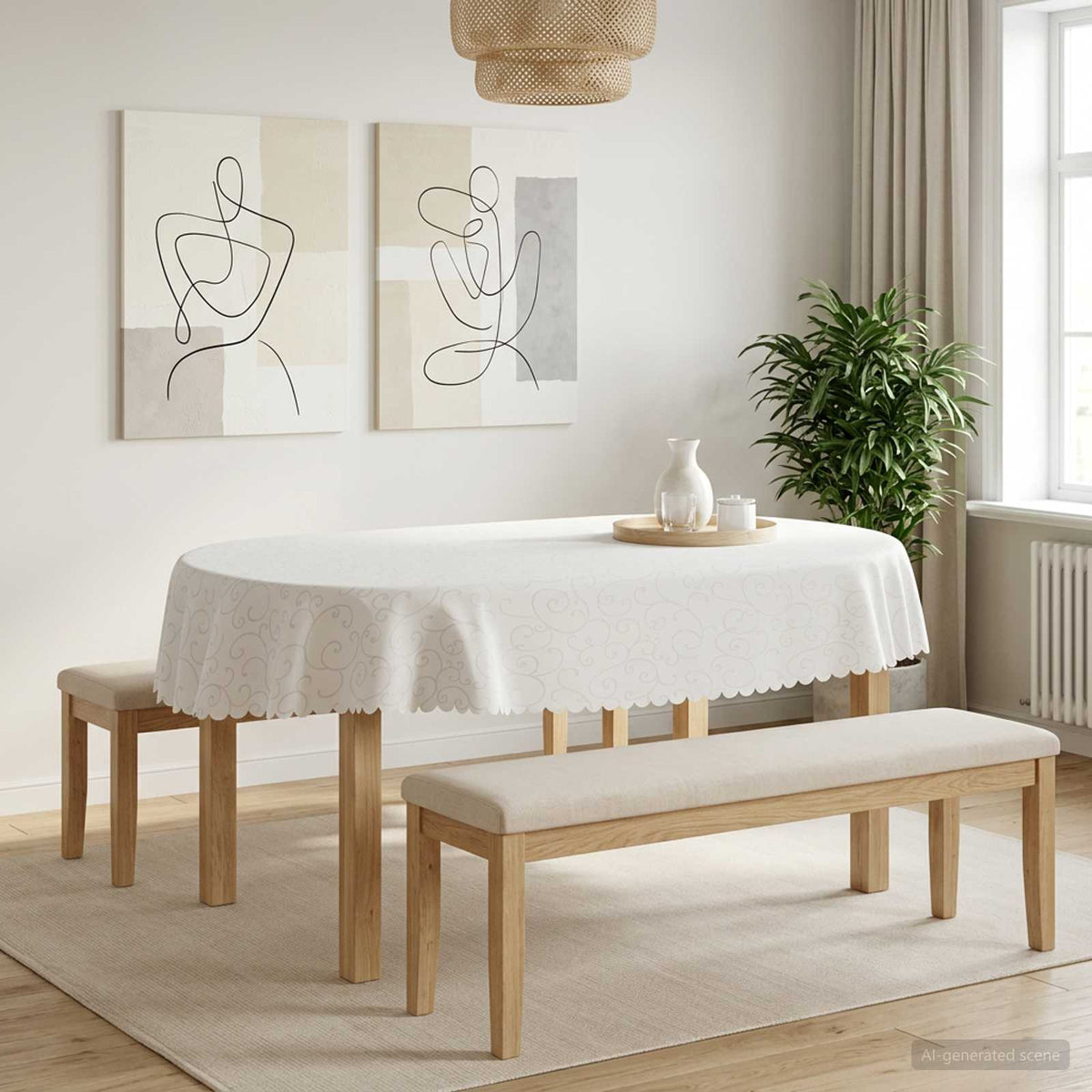 Tafelkleed Ovaal Wit 130 x 180 cm is nu te koop bij PeponiXL, paradijselijk wonen!