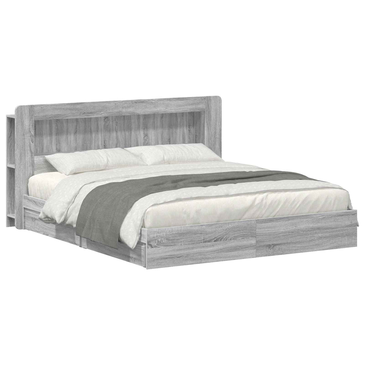 Bedframe met opslag Grijs Sonoma 180 x 200 cm Bewerkt hout is nu te koop bij PeponiXL, paradijselijk wonen!