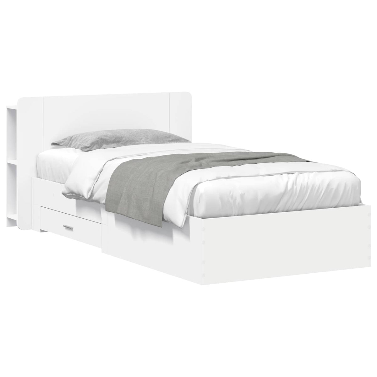 Bedframe met opslag met hoofdeinde Wit 80 x 200 cm Bewerkt hout is nu te koop bij PeponiXL, paradijselijk wonen!