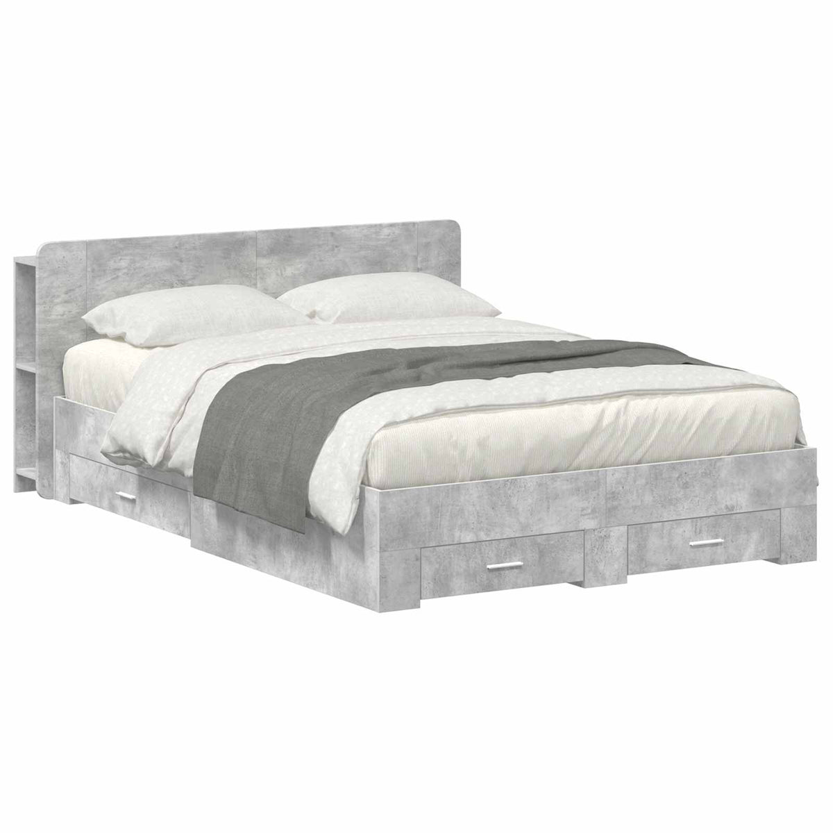 Bedframe met opslag Betongrijs 160 x 200 cm Bewerkt hout is nu te koop bij PeponiXL, paradijselijk wonen!