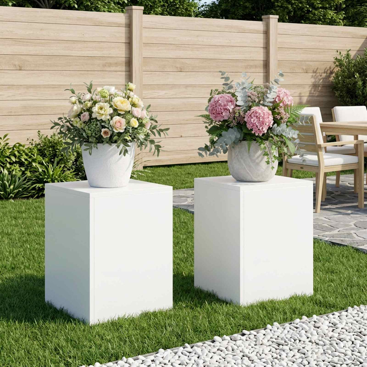 Plantenstandaard 2 pcs Wit 30 x 30 x 40 cm Staal is nu te koop bij PeponiXL, paradijselijk wonen!