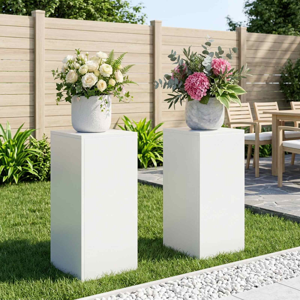 Plantenstandaard 2 pcs Wit 30 x 30 x 60 cm Staal is nu te koop bij PeponiXL, paradijselijk wonen!
