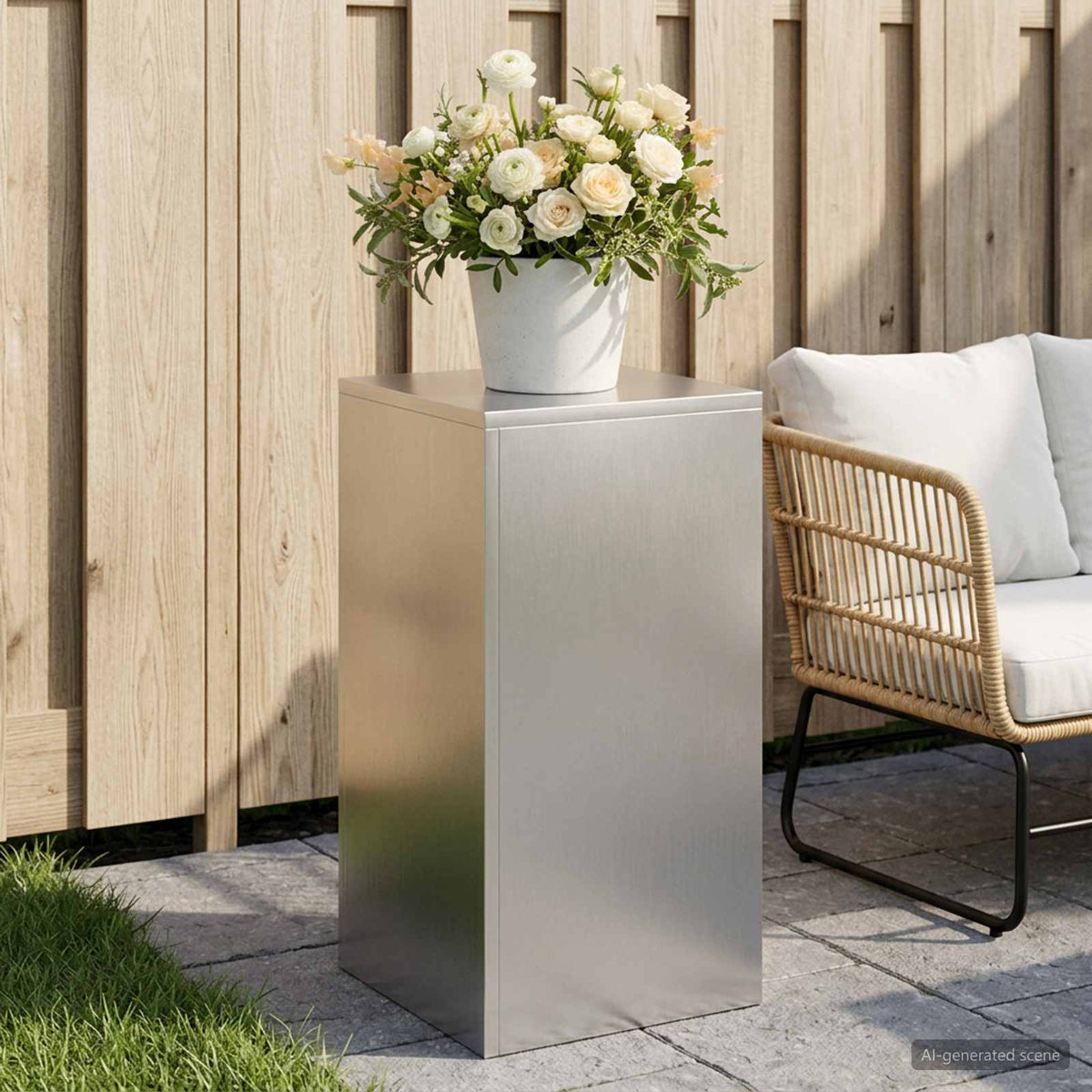 Plantenstandaard zilver 30 x 30 x 60 cm Staal is nu te koop bij PeponiXL, paradijselijk wonen!