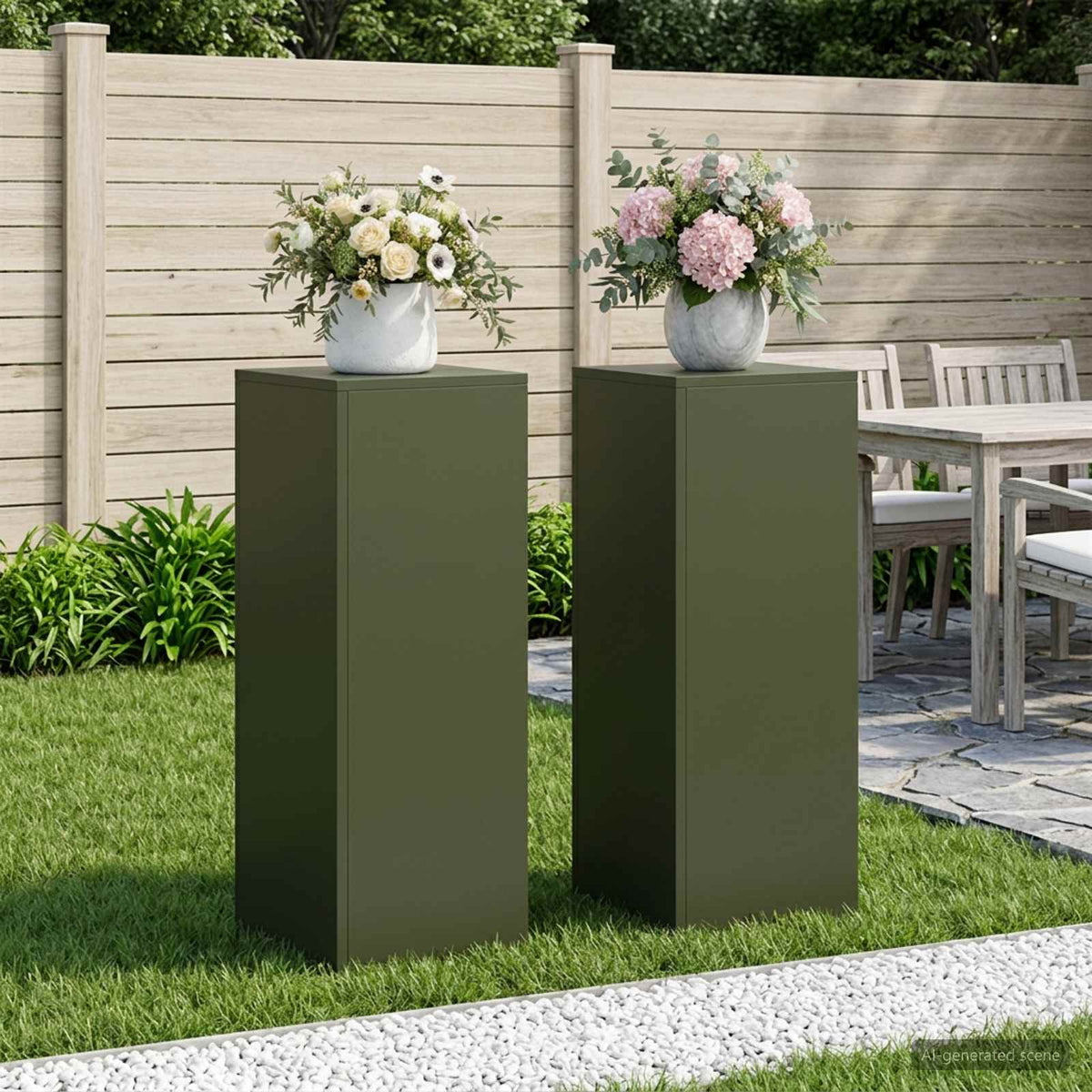 Plantenstandaard 2 pcs Olijfgroen 30 x 30 x 80 cm Staal is nu te koop bij PeponiXL, paradijselijk wonen!