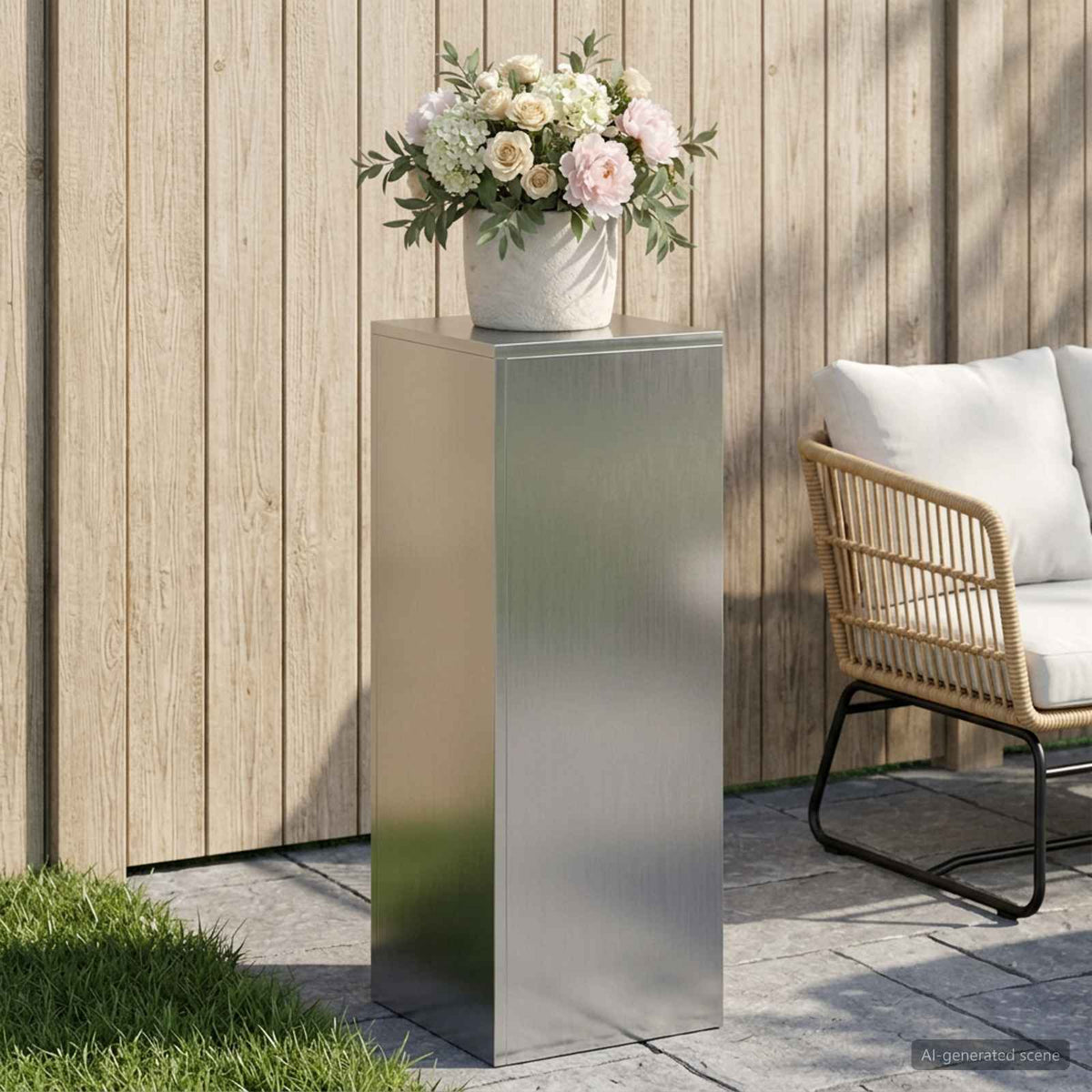 Plantenstandaard zilver 30 x 30 x 80 cm Staal is nu te koop bij PeponiXL, paradijselijk wonen!