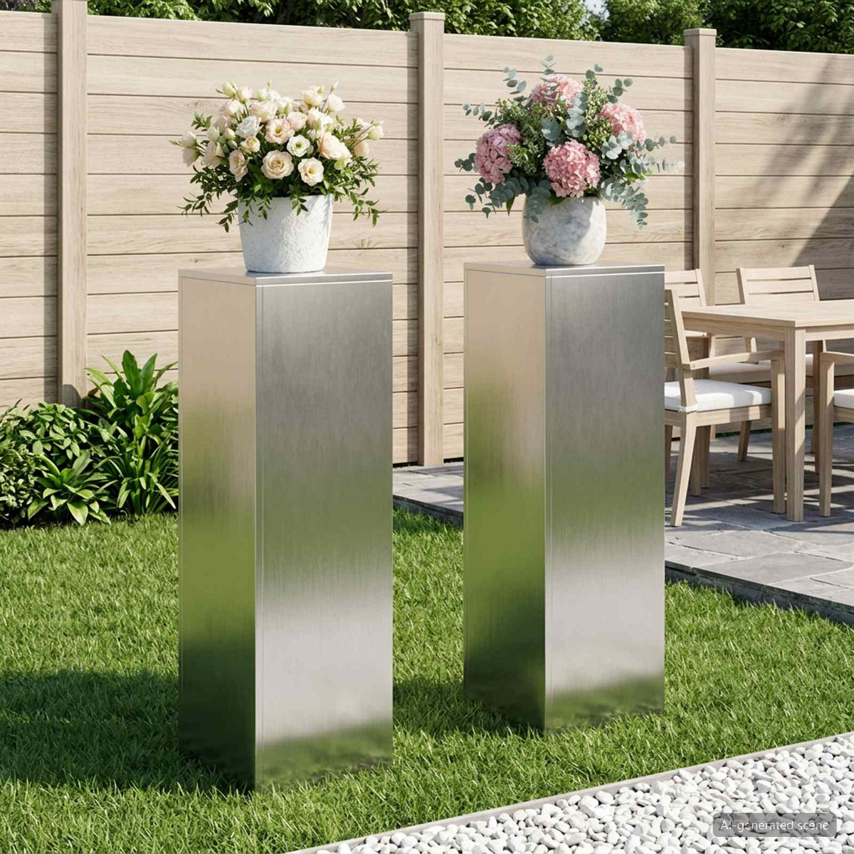Plantenstandaard 2 pcs zilver 30 x 30 x 100 cm Staal is nu te koop bij PeponiXL, paradijselijk wonen!