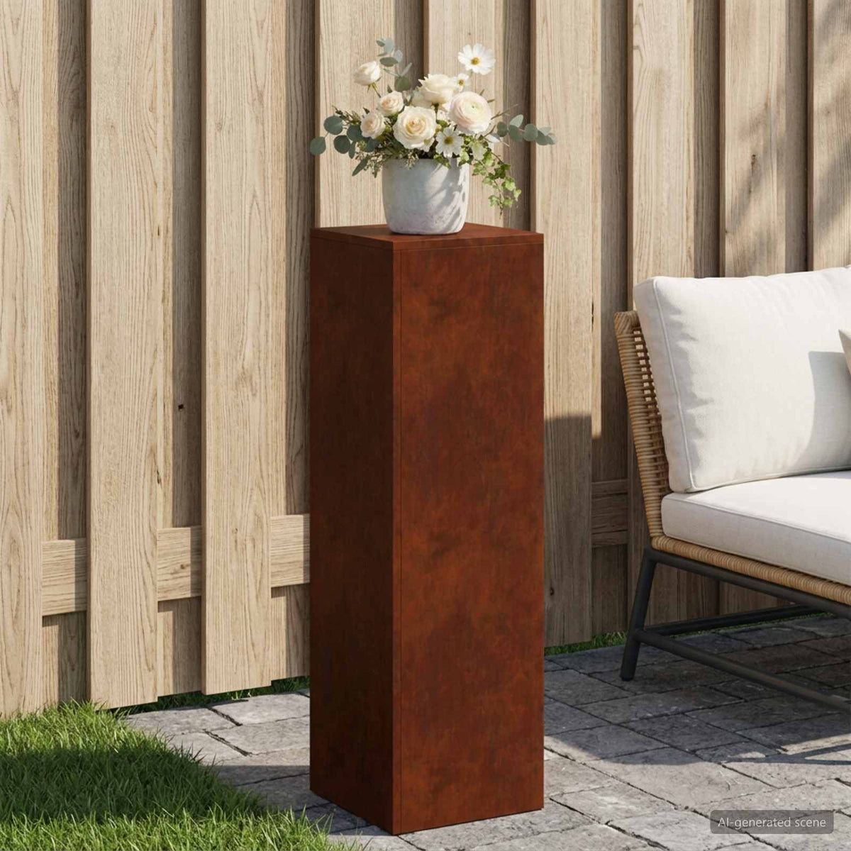 Plantenstandaard Roestkleurig 30 x 30 x 100 cm weervast staal is nu te koop bij PeponiXL, paradijselijk wonen!