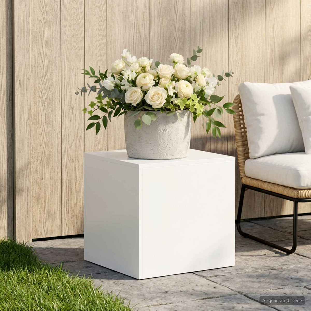 Plantenstandaard Wit 40 x 40 x 40 cm Staal is nu te koop bij PeponiXL, paradijselijk wonen!