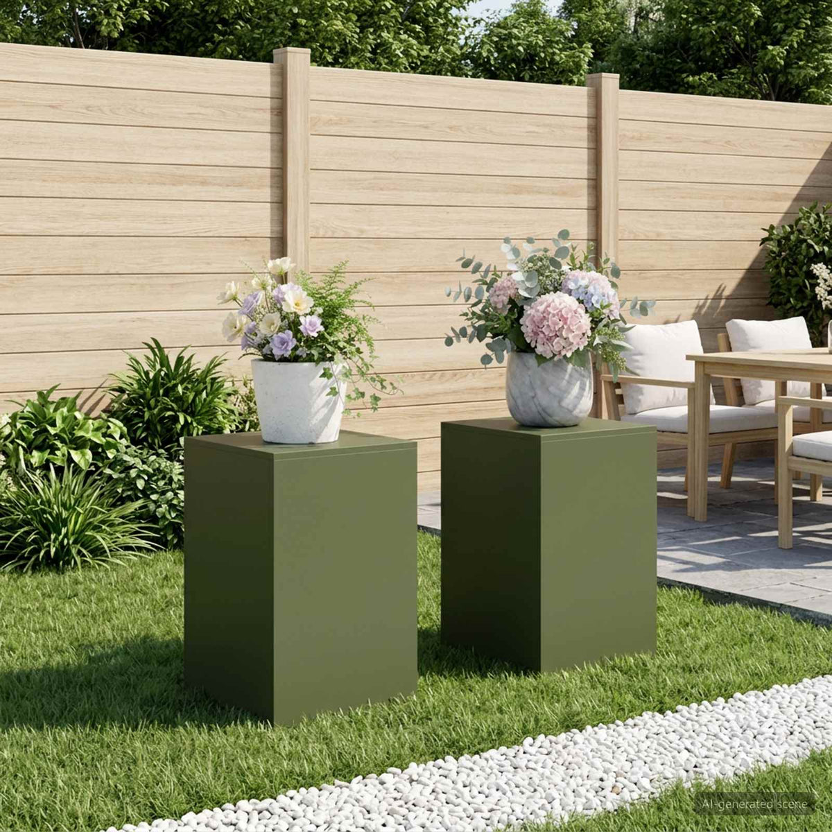 Plantenstandaard 2 pcs Olijfgroen 40 x 40 x 60 cm Staal is nu te koop bij PeponiXL, paradijselijk wonen!