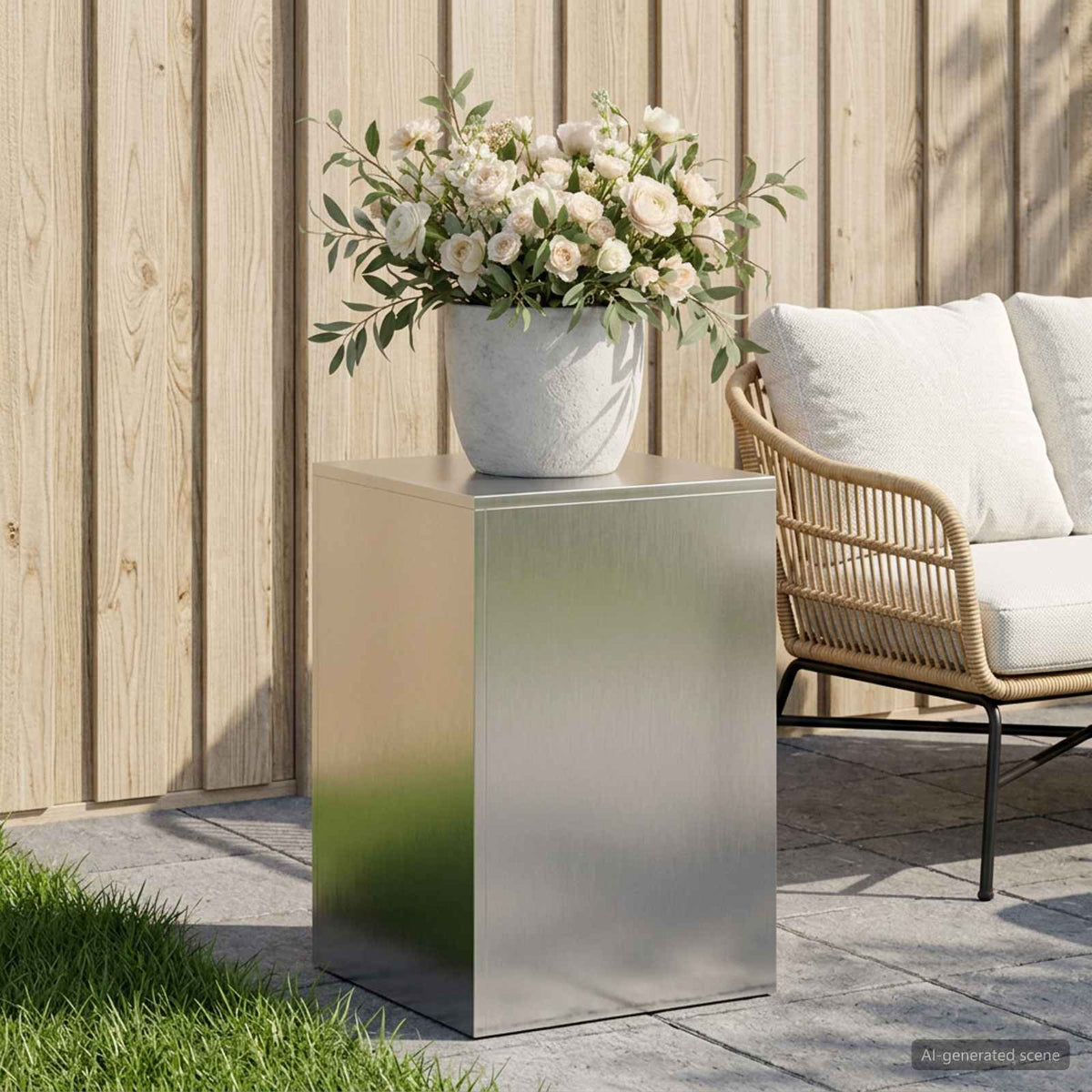 Plantenstandaard zilver 40 x 40 x 60 cm Staal is nu te koop bij PeponiXL, paradijselijk wonen!