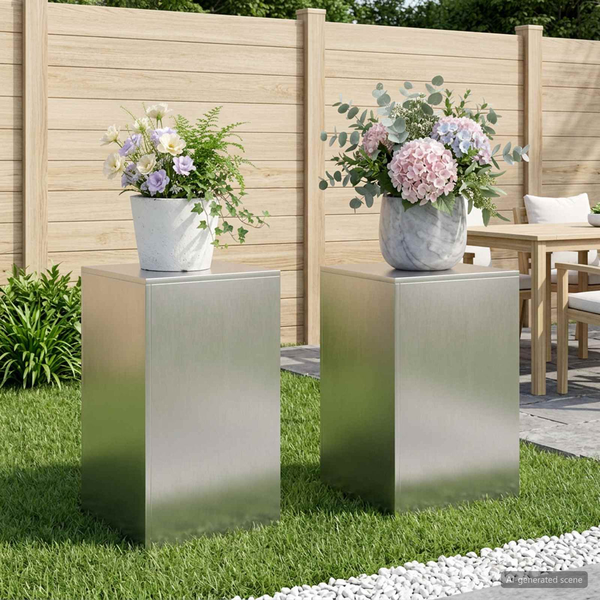 Plantenstandaard 2 pcs zilver 40 x 40 x 60 cm Staal is nu te koop bij PeponiXL, paradijselijk wonen!