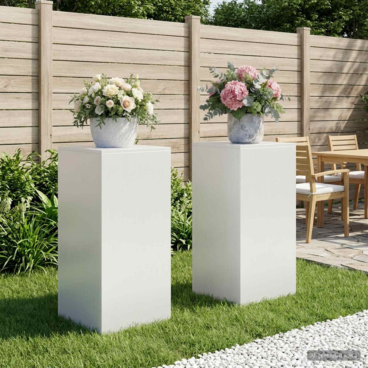 Plantenstandaard 2 pcs Wit 40 x 40 x 80 cm Staal is nu te koop bij PeponiXL, paradijselijk wonen!