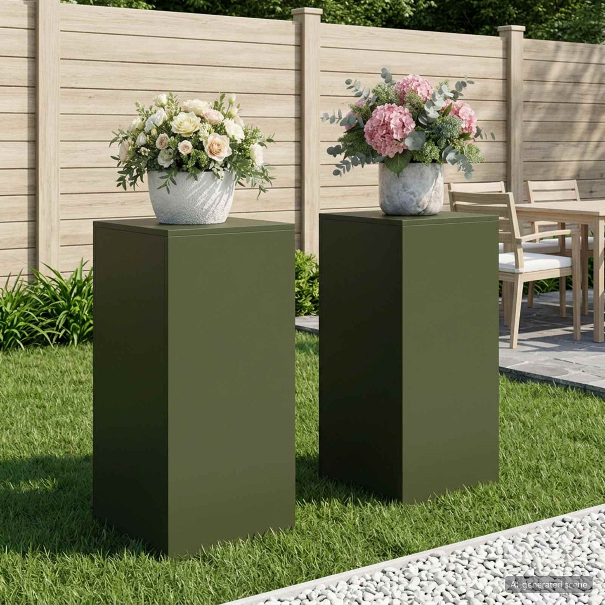 Plantenstandaard 2 pcs Olijfgroen 40 x 40 x 80 cm Staal is nu te koop bij PeponiXL, paradijselijk wonen!