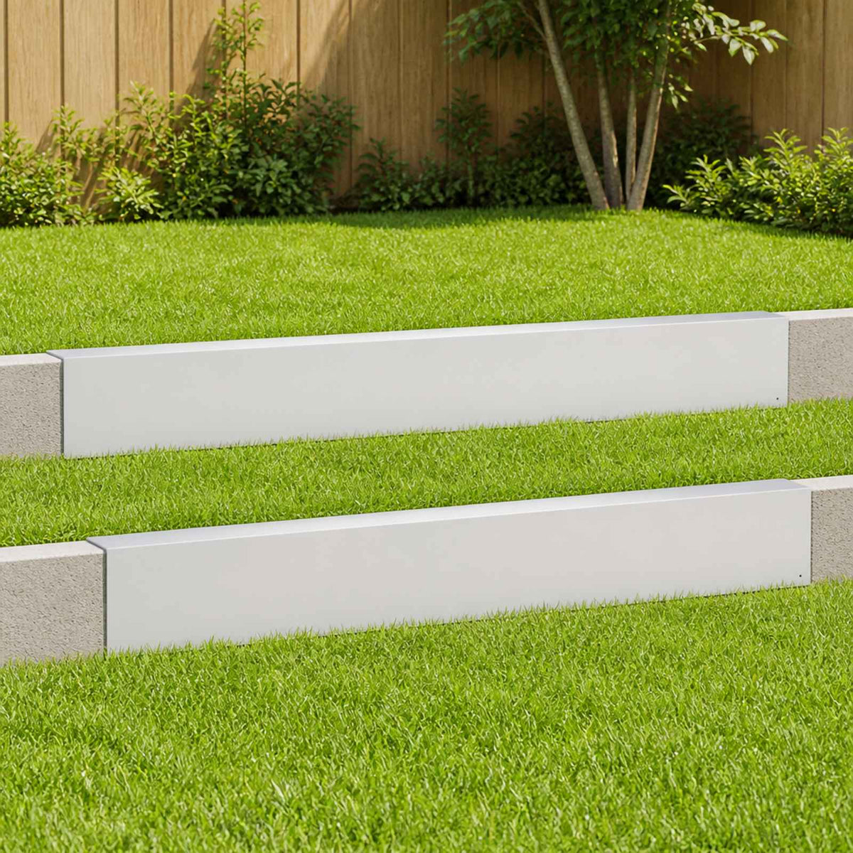 Afdekprofiel voor tuinafboording 2 st 100 x 6 x 15 cm Staal Wit is nu te koop bij PeponiXL, paradijselijk wonen!