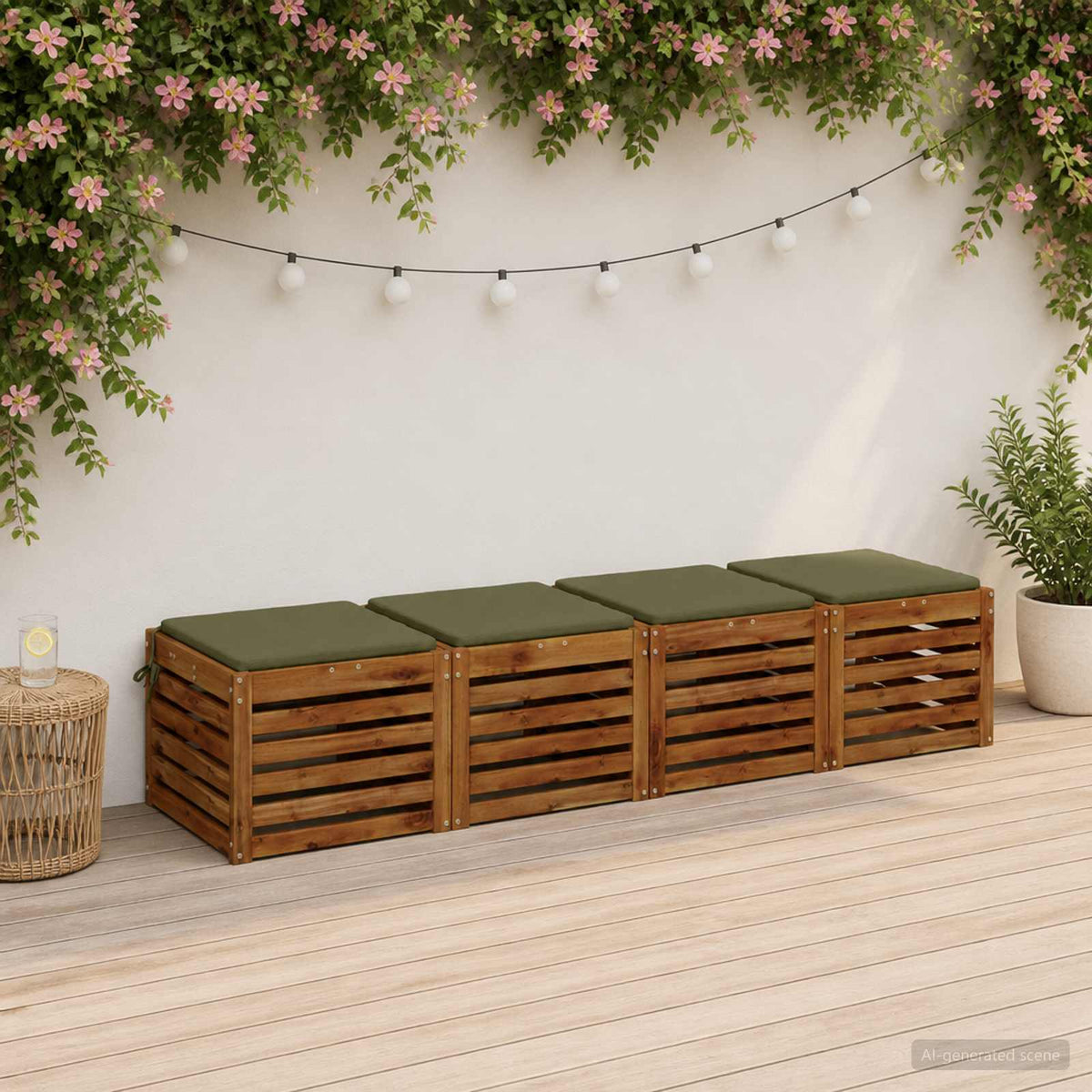 vidaXL 4-Piece Zitkussens SOEST 4 st 100% Polyester Olijfgroen