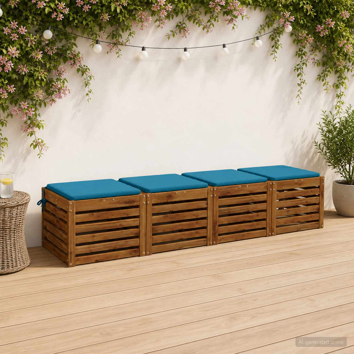 vidaXL 4-Piece Zitkussens SOEST 4 st 100% Polyester Lichtblauw