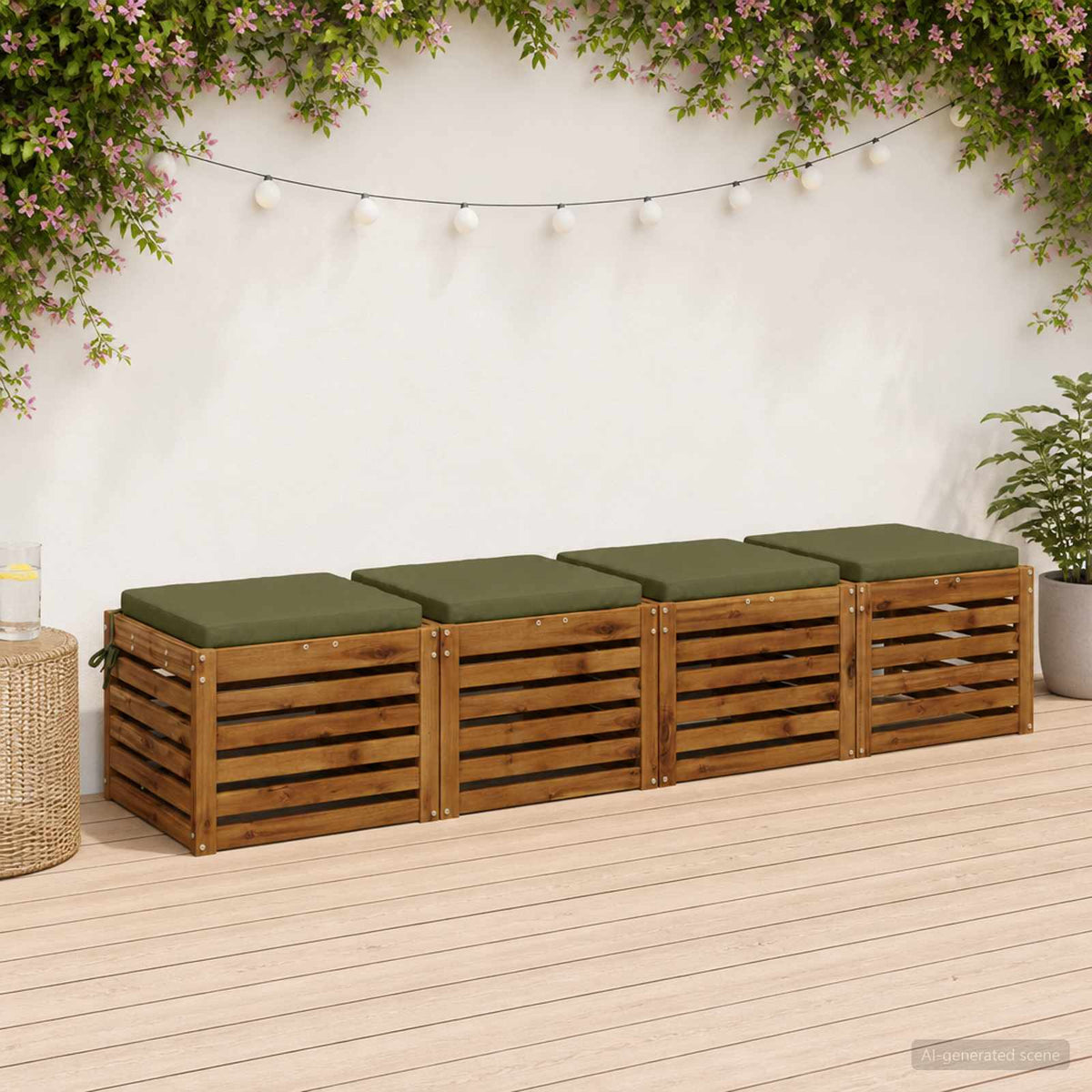 vidaXL 4-Piece Zitkussens SOEST 4 st 100% Polyester Olijfgroen